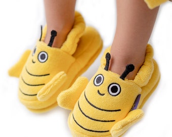 Toddler Slippers, %100 Cotton, Kids Slippers,  For House, Bath, Indoor Use, Animal Design, For Boys and Girls, 2-4 Years Old