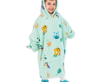 Milk&Moo Little Mermaid Wearable Blanket Hoodie Kid Boys Girls | Soft Blanket with Sleeves | Hooded Blanket with Pouch Green