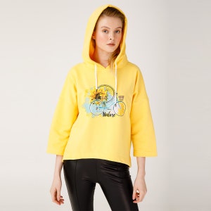 Biggdesign Nature Women Hoodie Sweatshirt Yellow zdjęcie 2