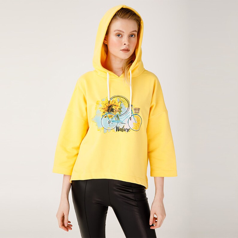 Biggdesign Natur Frauen Hoodie Sweatshirt Gelb Bild 2