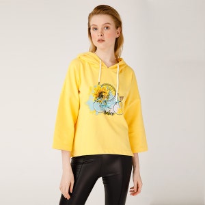 Biggdesign Nature Women Hoodie Sweatshirt Yellow zdjęcie 1