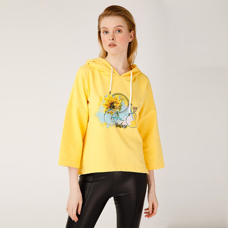 Biggdesign Natur Frauen Hoodie Sweatshirt Gelb Bild 1