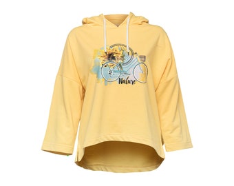 Biggdesign Nature Sweat-shirt à capuche pour femme Jaune