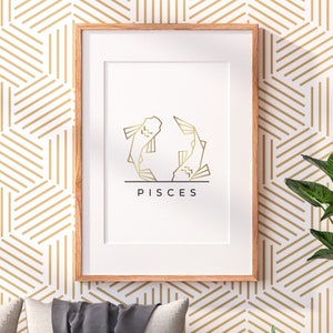 Zodiac Symbols and Symbols Printable Art, Minimalist Design, Astrology Wall Print, Digital Poster, Home Decor, Personalized and Custom