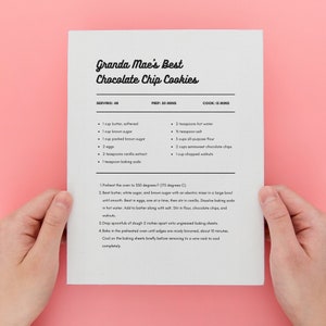 Cartão de receita editável, cartão de receita de modelo Canva, modelo de receita personalizado, cartão de receita de download digital imprimível para livro de receitas