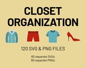 Closet Organization Labels SVG PNG, Clothes Storage Bin Labels, Closet Organizer, Home Organization Decals, Closet Decor, Closet System