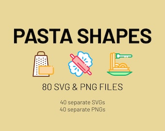 Pasta Shapes Pantry Organization Labels SVG PNG, Pantry Essentials Labels, Pasta Pantry Labels, Custom Pasta Shapes Home Organization Labels