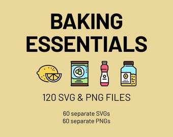 Baking Essentials Labels SVG PNG, Pantry Labels, Pantry Organization Custom Canister Jar Storage Labels, Cricut Template, Silhouette Stencil