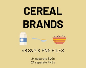 Cereal Pantry Organization Labels SVG PNG, Pantry Essentials Labels, Cereal Pantry Labels, Custom Cereal Brands Home Organization Labels