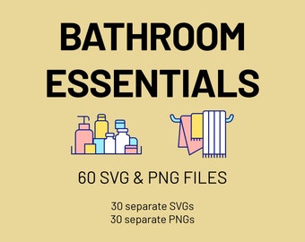 Bathroom Labels SVG PNG, Bathroom Essentials Labels, Bathroom Organization Labels, Custom Home Organization Labels, Bathroom Items List