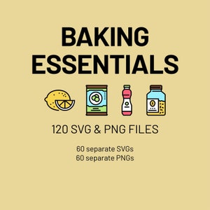 Étiquettes Baking Essentials SVG PNG, Étiquettes de garde-manger, Organisation du garde-manger Étiquettes de stockage de pot de boîte personnalisées, Modèle Cricut, Pochoir de silhouette