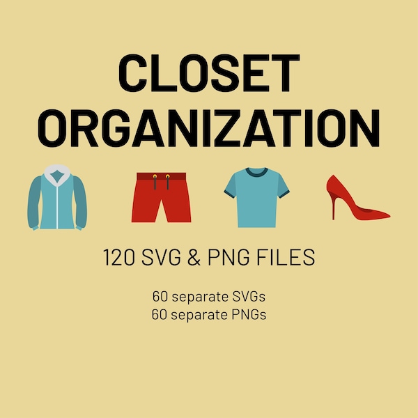 Closet Organization Labels SVG PNG, Clothes Storage Bin Labels, Closet Organizer, Home Organization Decals, Closet Decor, Closet System