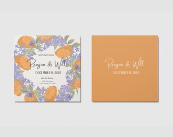 Burnt Orange Floral Wedding Invitation, Printable Wedding Invitation, Invitation Suite, Desert Wedding, Boho Terracotta Floral Wedding