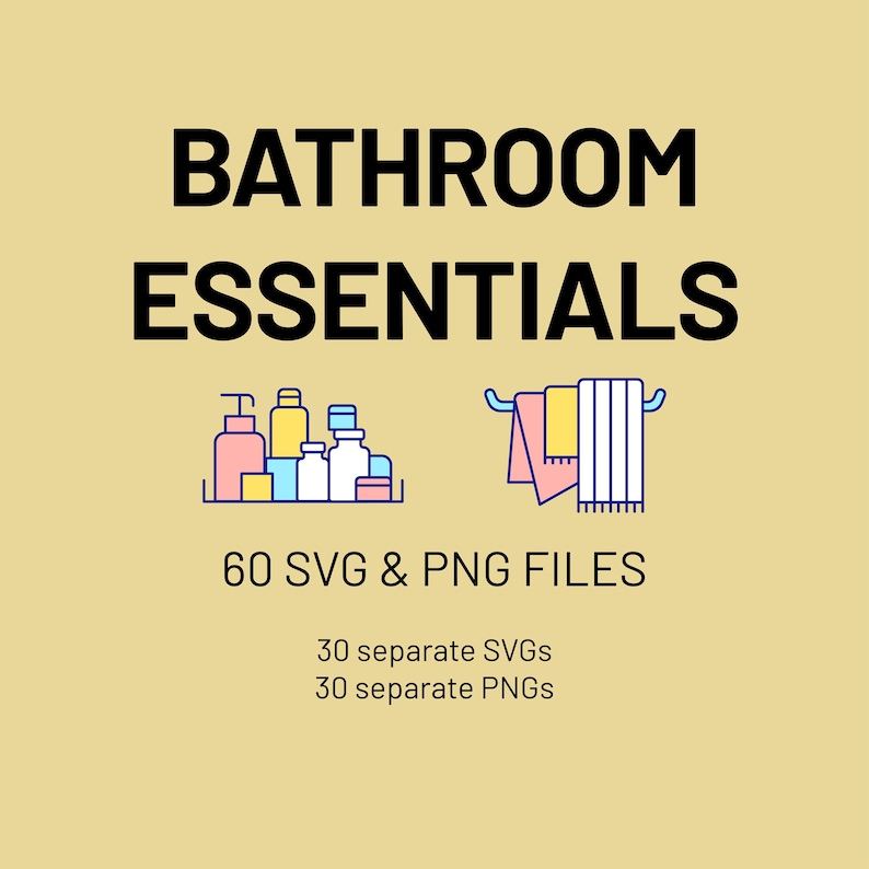 Bathroom Labels SVG PNG, Bathroom Essentials Labels, Bathroom ...