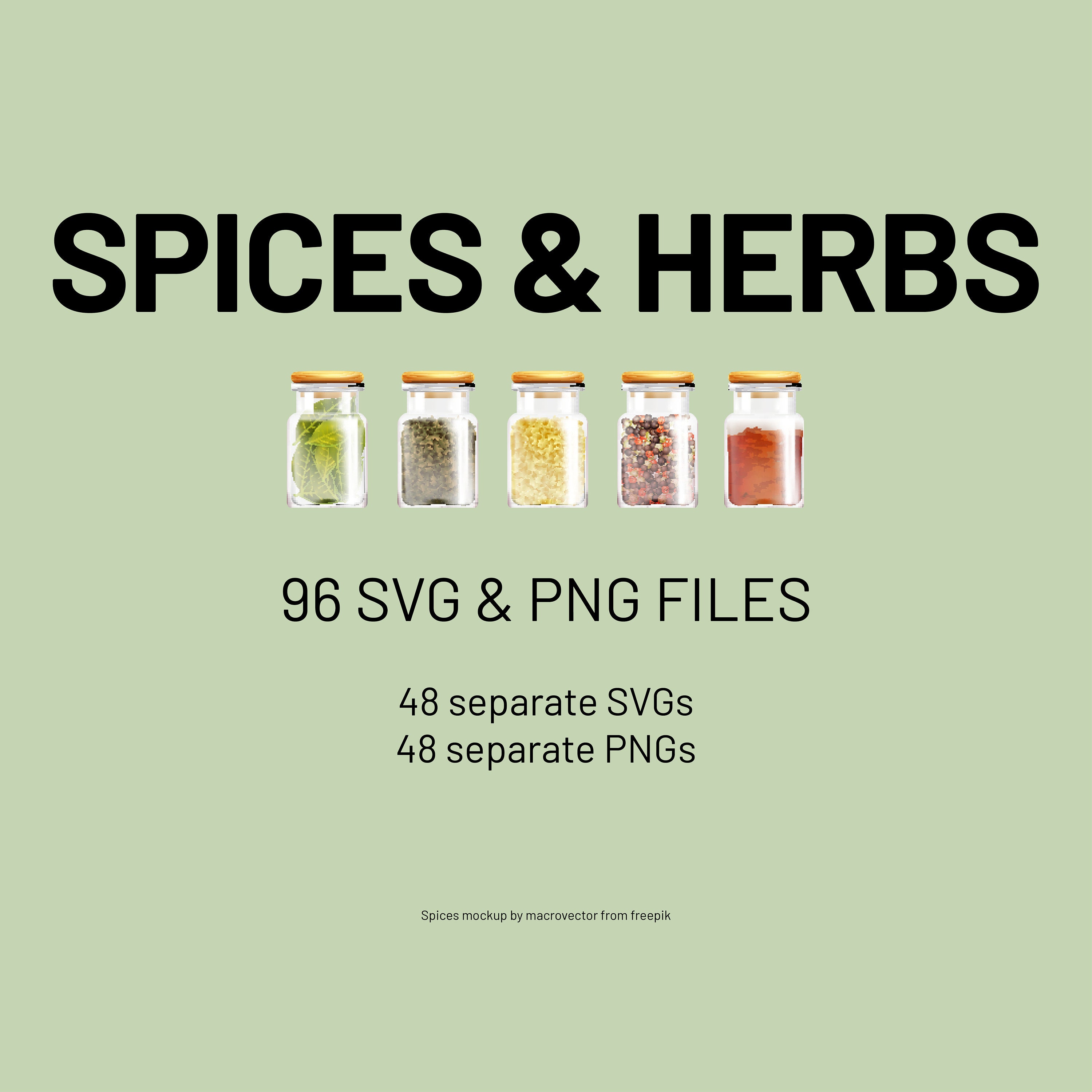 Spices Herbs SVG PNG Files, Digital Download, Words, Titles, Labels