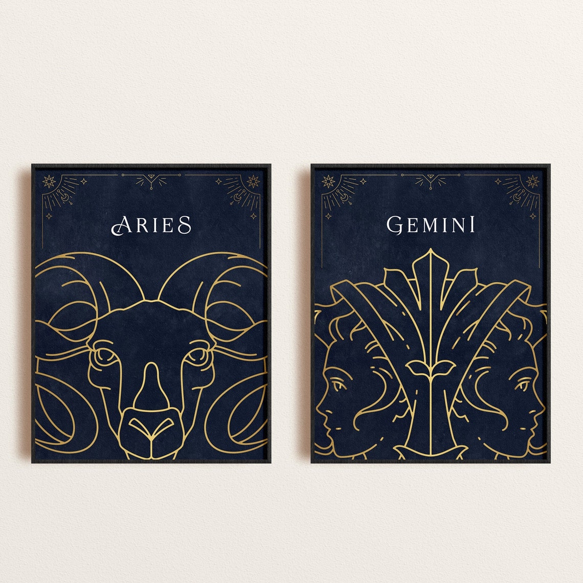 Zodiac Symbols Wall Art Zodiac Animal Signs Design Celestial Etsy