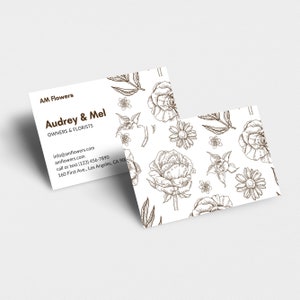 Boho Simple Floral Business Card, Custom Business Card Template, Calligraphy Design, Printable Digital Download, Greenery Floral Design