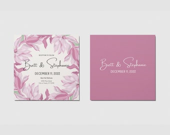 Pink Floral Wedding Invitation, Digital Template, Canva Template, Printable Wedding Invitation, Invitation Suite, Boho Blush Pink Wedding