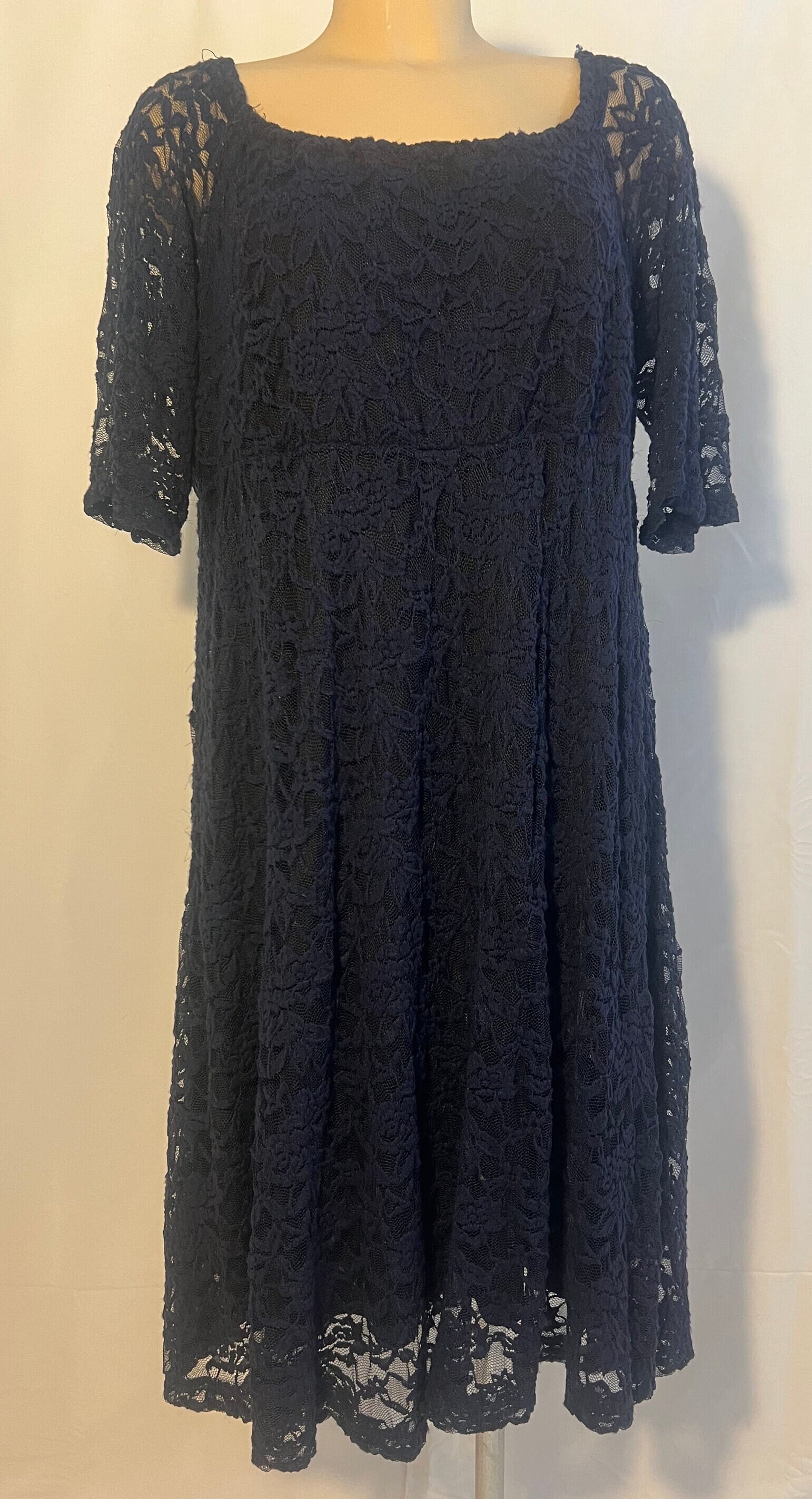 slim fit dress slacks Lace Ladies Lace Layered 5-Sleeve Tuck Flare Dress main image 0