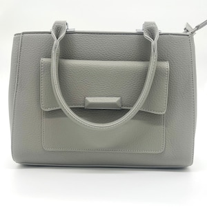 Vintage tweedehands grijze draagtas, dameshandtas, grijze tas, faux graan lederen tas, crossbody tas voor alledaagse stijlvolle looks in tweedehands