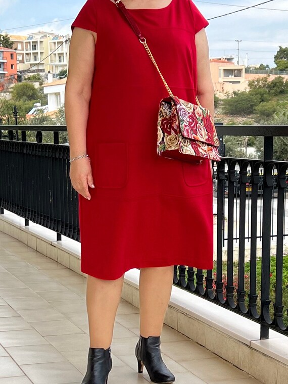 slim fit dress slacks Slow Dance Chain Halter Midi Dress Red main image 1