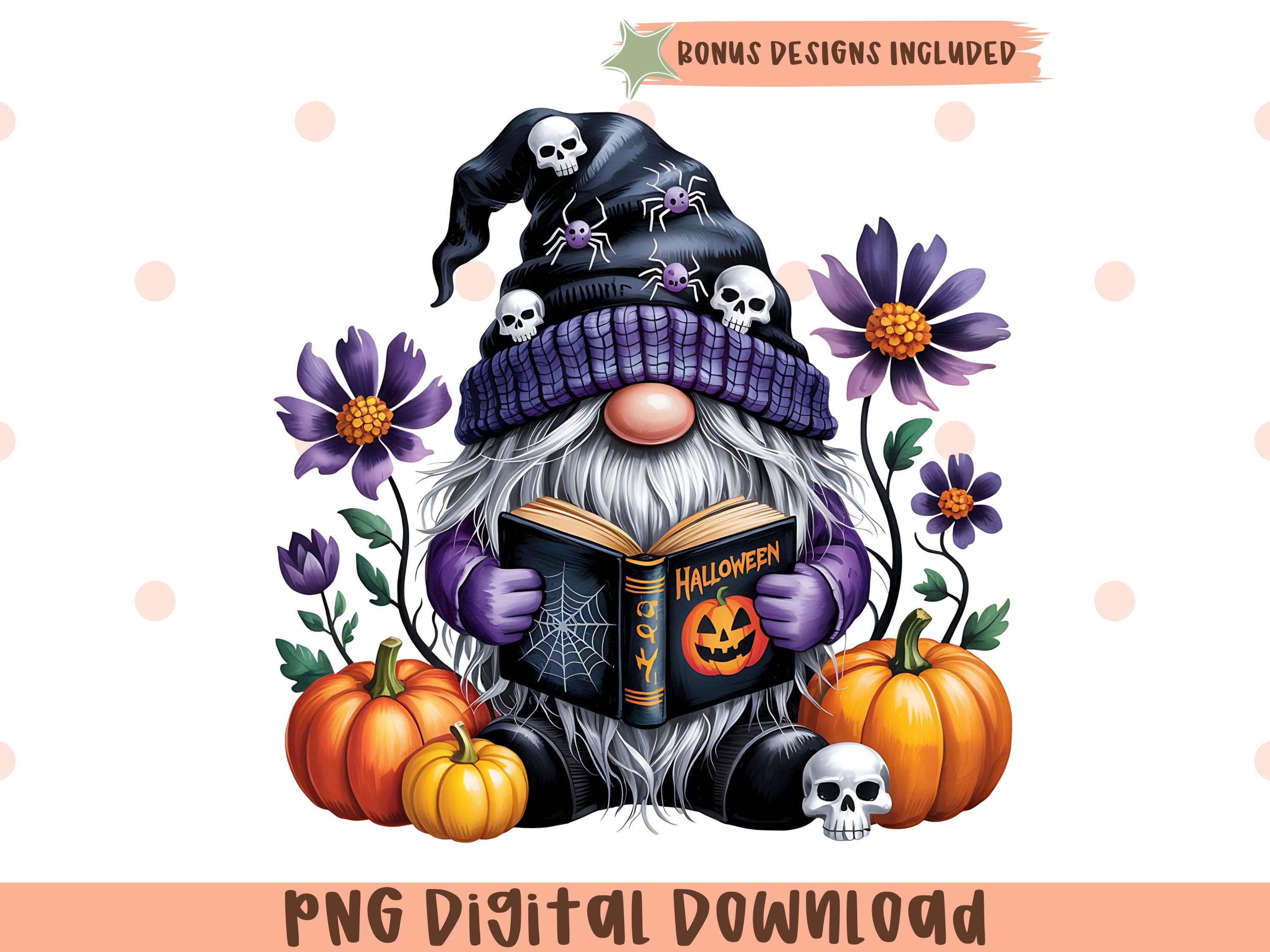 Gothic Halloween Gnome Clipart PNG,Watercolor Halloween gnome,Halloween clipart,Autumn clipart, Halloween crafts,Halloween printable