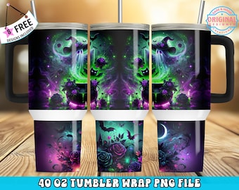 40 Unzen Halloween Ghost Tumbler Wrap, gruseliger Sublimationsentwurf Png, Halloween Hexe 40 Unzen Becher Png, 40 Unzen gruseliger Becher Sublimation 40 Unzen Wrap