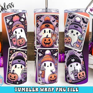 Envoltório de copo fantasma de Halloween, envoltório de copo fantasma de carta de tarô, copo fino de 20 onças, design de sublimação, modelo de copo de 20 onças, download digital