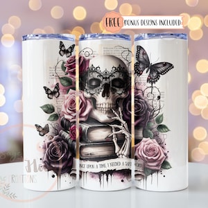 Smutty Bookish Dark Romance Reader Tumbler Wrap PNG, Spicy Book Lover Sublimation Design, 20oz Digital Download, Dark Academia Bookish Gift