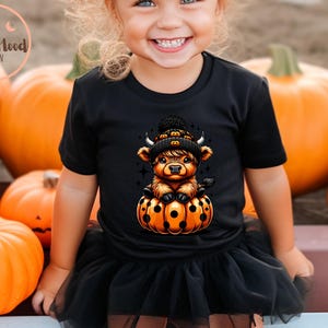 Cute Highland Cow Halloween Png,Pumpkin png,Spooky Season,Cute Cow Clipart,Halloween Sticker,Halloween Lovers Png,Kids Halloween Clipart image 3
