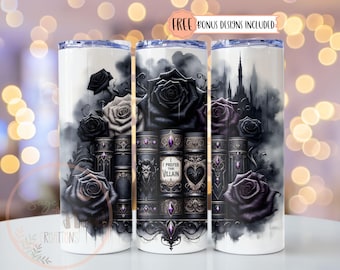 Romantasy Prefer the Villain Book Lover 20 oz Skinny Tumbler Sublimation Design Digital Download PNG Instant DIGITAL ONLY, Tumbler Wrap