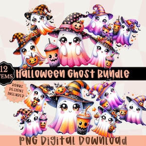 Pacote de Fantasmas Fofos, Halloween PNG, Fantasma Bougie, Pacote de Halloween, PNG Assustador, PNG Fantasma Sarcástico, Fantasma Engraçado, Clipart de Halloween, DTF, PNG Café