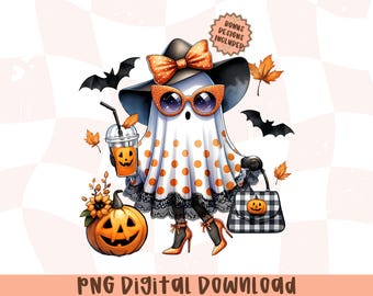 Cute Funny Halloween Ghost Png,Cute Ghost Pumpkin Halloween Png,Funny Ghost Halloween PNG, Bougie Ghost, Spooky Season