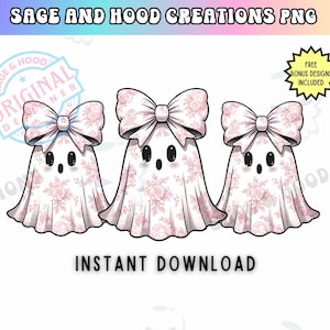 Fantôme rose Png, fantôme floral bleu, toile de fond, chinoiseries, noeud de coquette, Halloween PNG, automne PNG, chinoiseries fleurs goules tendance Halloween, Girly
