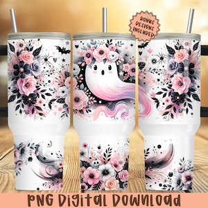 40oz Halloween Tumbler Wrap,40oz Sublimation Design Download,Pink Halloween Ghost 40oz Tumbler Png,40oz Spooky Tumbler Wrap,40oz Quencher
