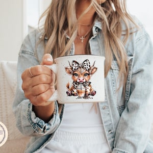 Coffee Addict Highland Cow Png sublimation Digital Download,Leopard Print Coquette Bow,Coffee Lover image 5