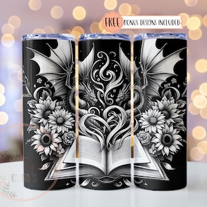 Dragon Book Tumbler Wrap, Romantasy Reader Dragon 20oz Skinny Tumbler Sublimation Design, Booktok Merch Tumbler Wrap, Digital Download