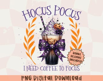 Spooky Coffee Cup Halloween PNG, Pumpkin Clipart (Digital Download)