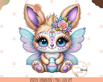 Easter Bunny Sublimation Sugar Skull Digital Download,Cute Bunny Png, Downloadable Easter Print,Easter Bag Sublimation,Sugar Skull Bunny Png