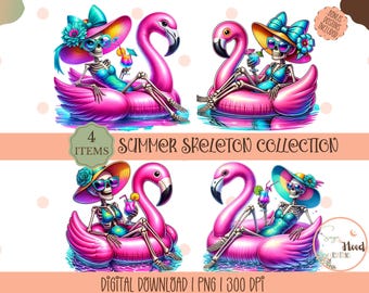 Funny Skeleton Shirt Design,Flamingo Floaty Png,Summer Skeleton Sublimation,Beach Skeleton Clipart,Spooky Summer Png,Skeleton Pool Floaty