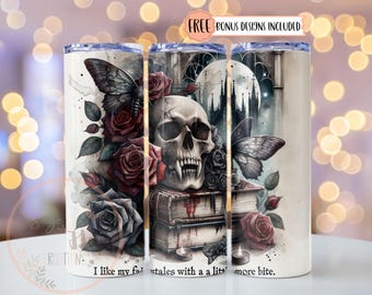 Smutty Bookish Dark Romance Reader Tumbler Wrap PNG, Spicy Book Lover Sublimation Design, 20oz Digital Download, Dark Academia Bookish Gift