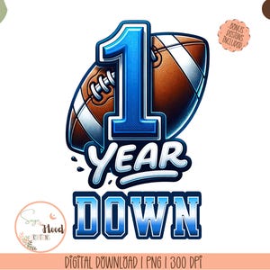 Premier anniversaire football Clipart PNG imprimable Tshirt DTF téléchargement numérique Football garçon carte d'invitation pour garçon ayant un an