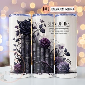 Smutty Bookish Dark Romance Reader Tumbler Wrap PNG, Spicy Book Lover Sublimation Design, 20oz Digital Download, Dark Academia Bookish Gift