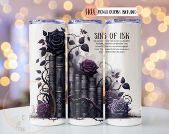 Smutty Bookish Dark Romance Reader Tumbler Wrap PNG, Spicy Book Lover sublimatieontwerp, 20oz digitale download, Dark Academia Bookish cadeau