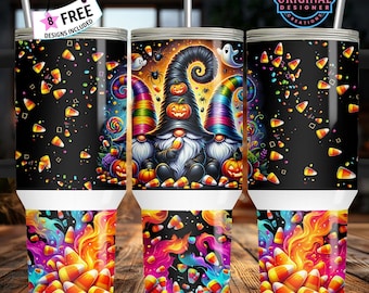 Halloween Candy Gnomes 40 Unzen Tumbler, 40 Unzen Tumbler Sublimationsdesign, Gnome Tumbler Wrap, Halloween Tumbler Wrap, digitaler Download