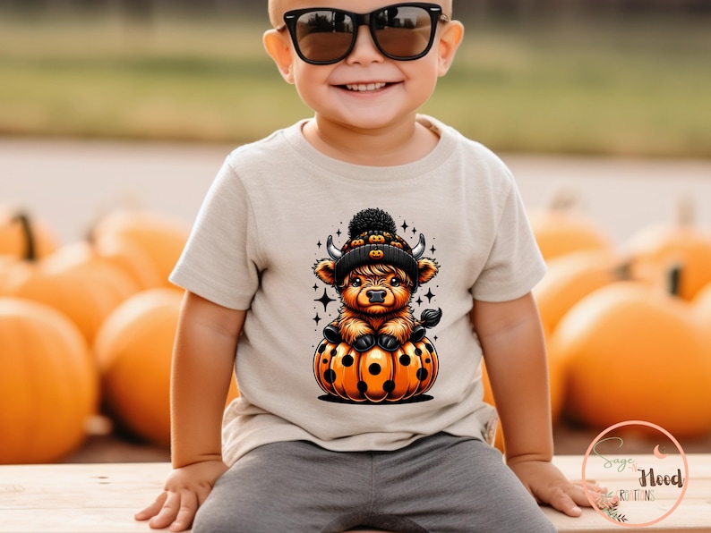 Cute Highland Cow Halloween Png,Pumpkin png,Spooky Season,Cute Cow Clipart,Halloween Sticker,Halloween Lovers Png,Kids Halloween Clipart image 2