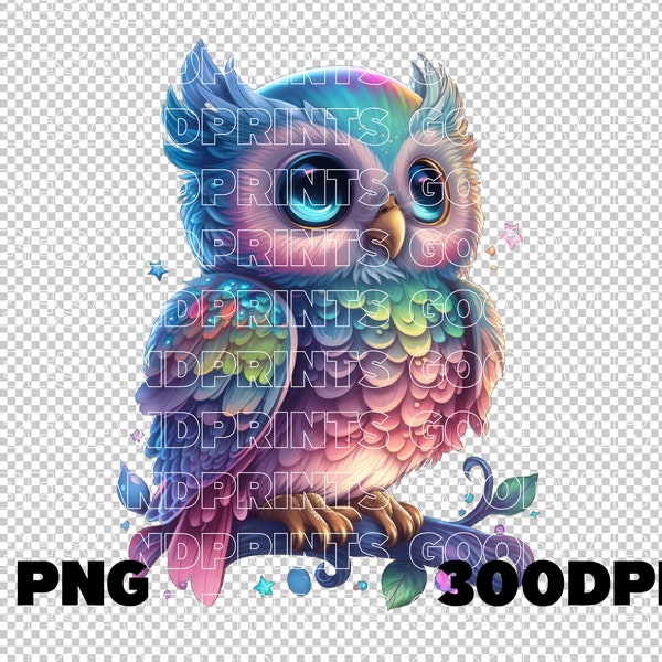 Rainbow Owl Sublimation DTF DTG, Funny Bird Png Sublimation Design, Cute animal Clipart, Png For Kids
