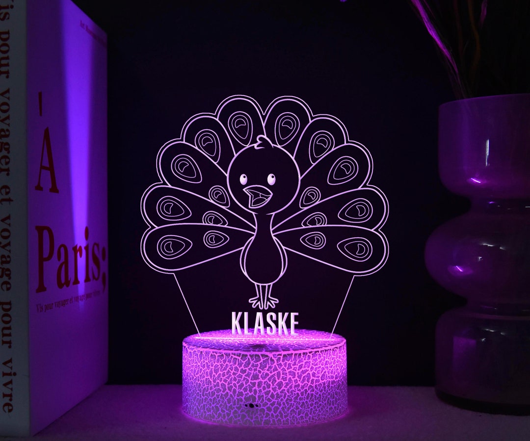 Baby Peacock Night Light Girls Room Light Cute Peacock Etsy