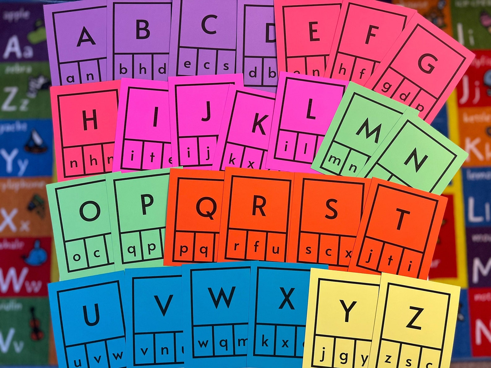 Printable Alphabet Flash Cards Uppercase and Lowercase Etsy