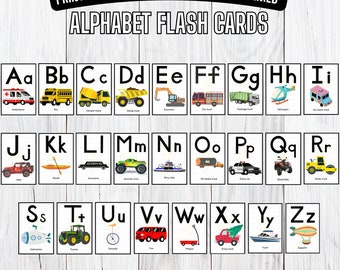 Transportation Alphabet Flash Cards: Vehicle Theme (Digital Download)